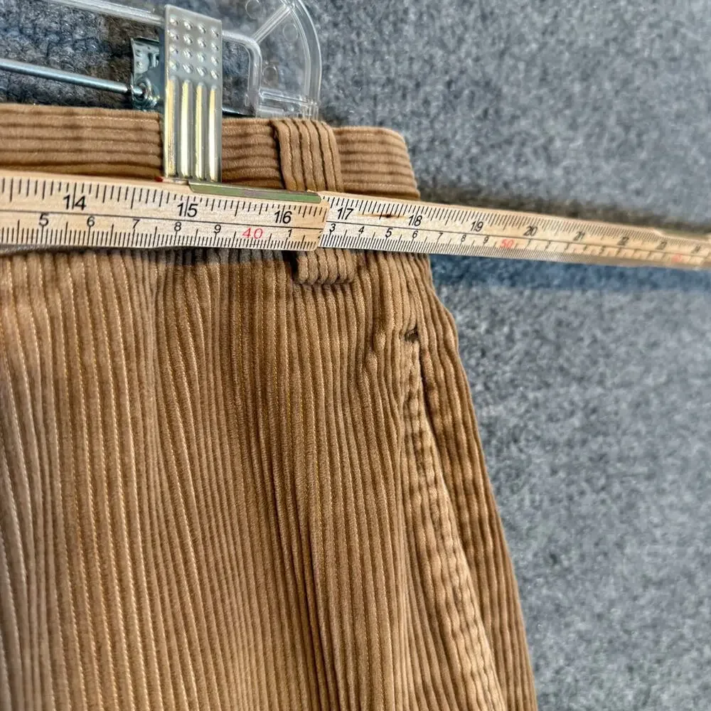 L.L Bean Pants Mens 37x30 Tan Corduroy‎ Chinos Pleated Straight Leg Relaxed Vtg